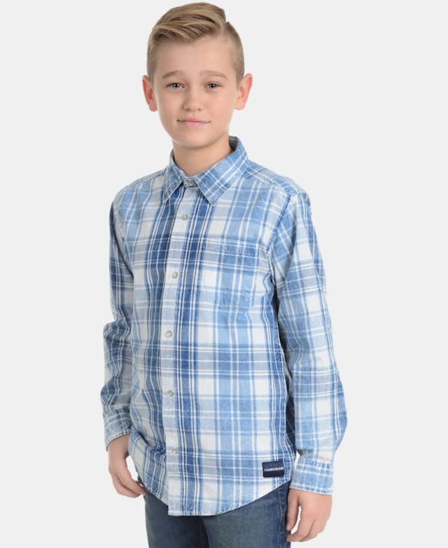 Calvin Klein Big Boys Washout Plaid Cotton Shirt & Reviews - Shirts & Tops - Kids - Macy's