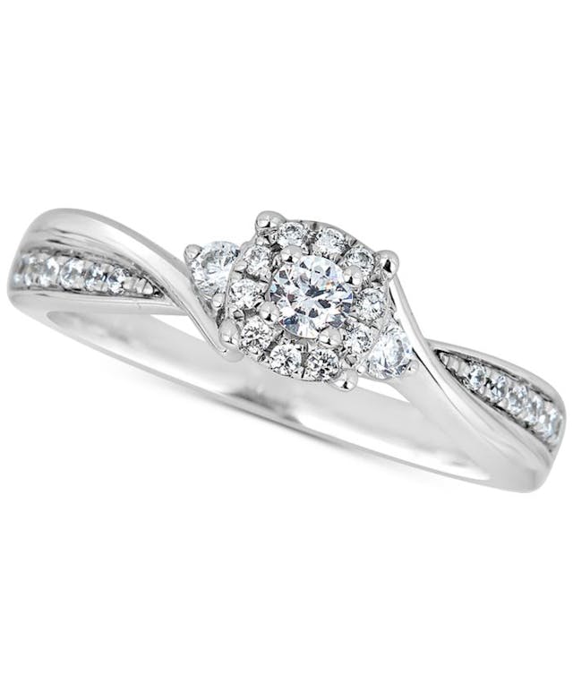 Macy's Diamond Cluster Engagement Ring (1/3 ct. t.w.) in 14k White Gold & Reviews - Rings - Jewelry & Watches - Macy's