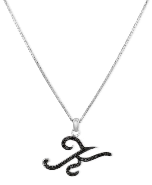 Macy's Sterling Silver Necklace, Black Diamond "K" Initial Pendant (1/4 ct. t.w.) & Reviews - Necklaces  - Jewelry & Watches - Macy's