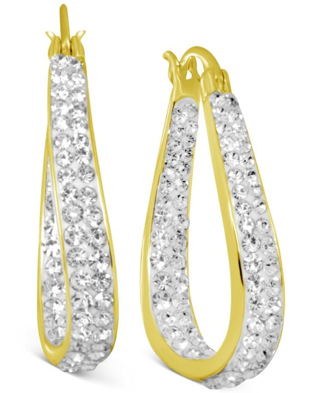 Essentials Crystal In & Out Teardrop Hoop Earrings in Gold-Plate & Reviews - Earrings - Jewelry & Watches - Macy's
