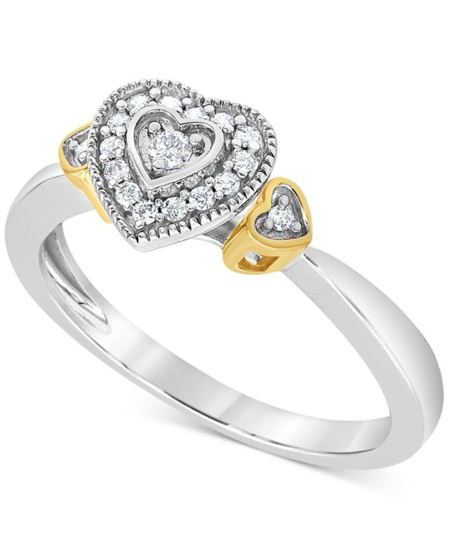 Macy's Diamond Two-Tone Heart Promise Ring (1/8 ct. t.w.) in 10k Gold & White Gold & Reviews - Rings - Jewelry & Watches - Macy's