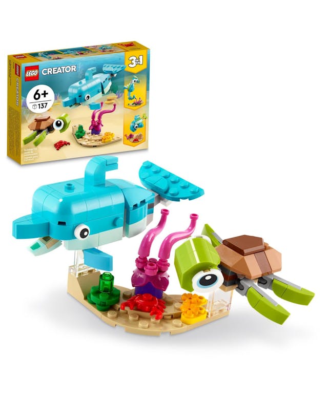 LEGO® Creator 3 in 1 Dolphin and Turtle Building Kit, Featuring Sea Animal Toys, 137 Pieces & Reviews - All Toys - Macy's