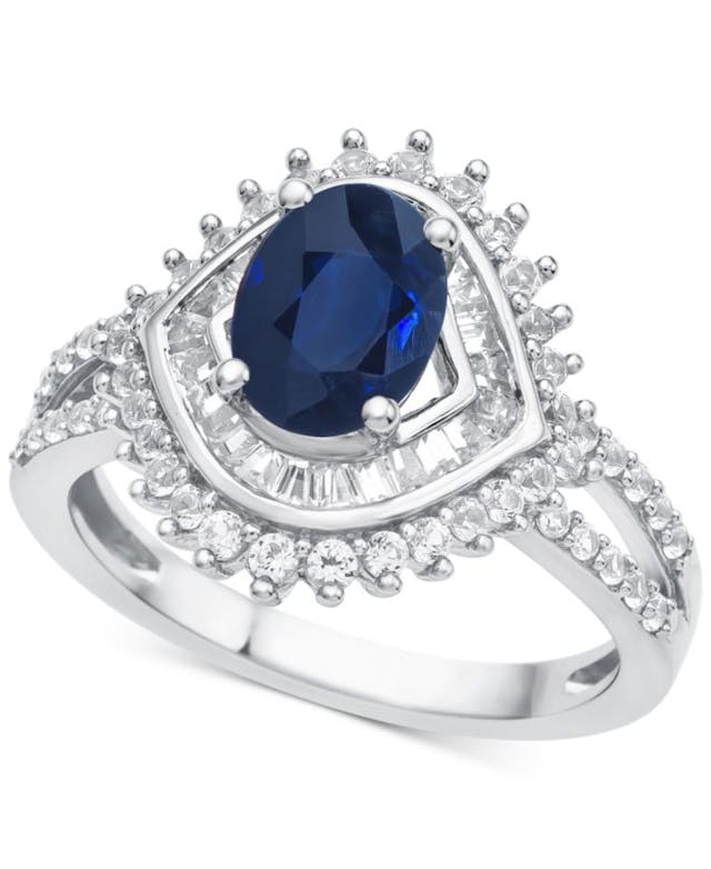 Macy's Sapphire (1-1/3 ct. t.w.) & Diamond (3/4 ct. t.w.) Ring in 14k White Gold & Reviews - Rings - Jewelry & Watches - Macy's
