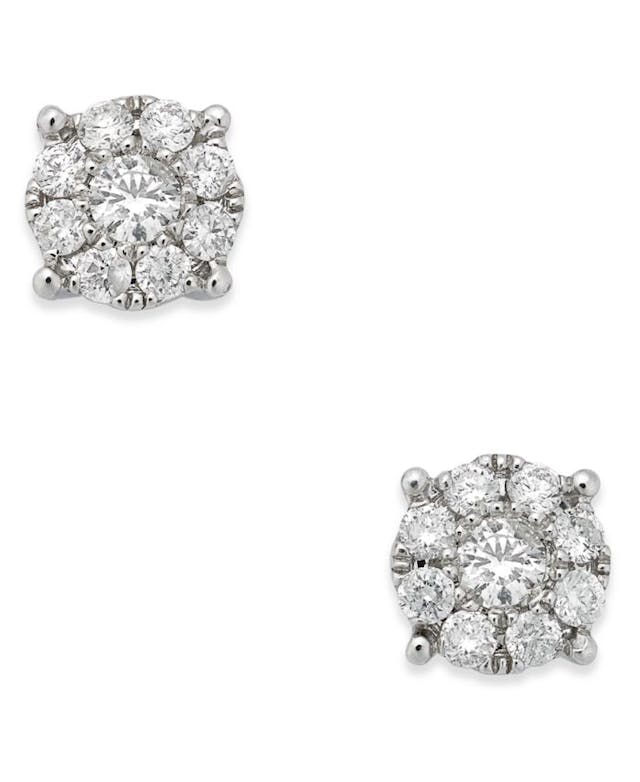 Macy's Diamond Cluster Stud Earrings (1/4 ct. t.w.) in 14k White Gold & Reviews - Earrings - Jewelry & Watches - Macy's