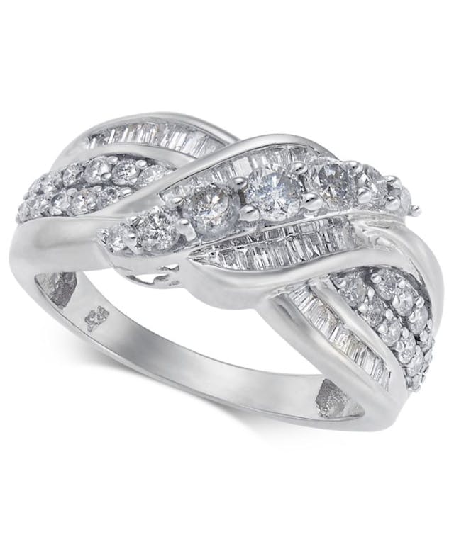 Macy's Diamond Overlap Cluster Ring (1 ct. t.w) in 14k Gold or White Gold & Reviews - Rings - Jewelry & Watches - Macy's