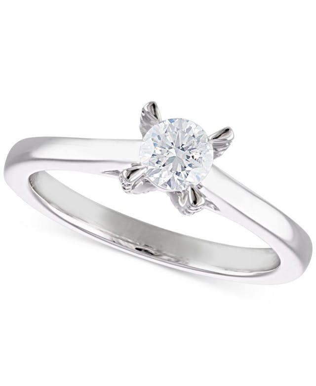 Macy's Certified Diamond Solitaire Engagement Ring (1/2 ct. t.w.) in 14k White Gold & Reviews - Rings - Jewelry & Watches - Macy's