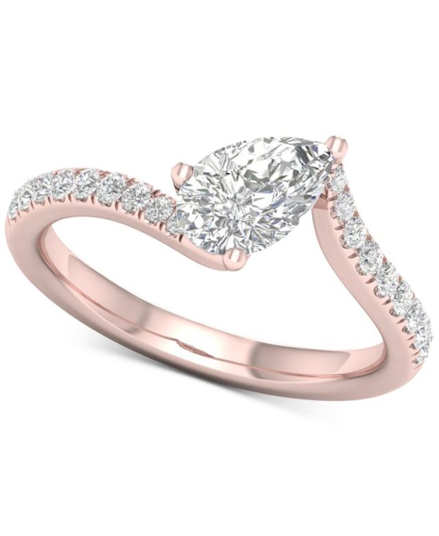 Macy's Diamond Pear Swirl Ring (1 ct. t.w.) in 14k Rose Gold & Reviews - Rings - Jewelry & Watches - Macy's