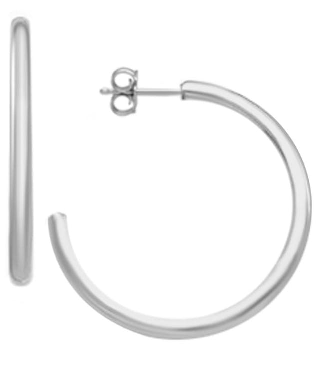 Essentials Medium Polished C-Hoop Earrings in Fine Silver-Plate, 1.18" & Reviews - Earrings - Jewelry & Watches - Macy's