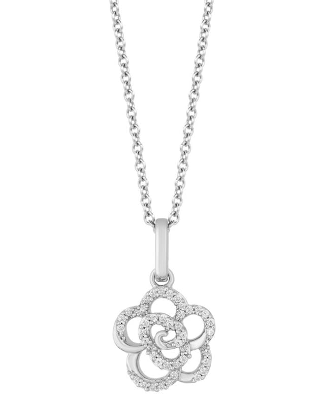 Hallmark Diamonds Rose Joy pendant (1/10 ct. t.w.) in Sterling Silver, 16" + 2" extender & Reviews - Necklaces  - Jewelry & Watches - Macy's
