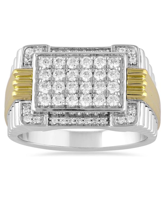 Macy's Men's Diamond Two-Tone Cluster Ring (1 ct. t.w.) in 10k Gold & White Gold & Reviews - Rings - Jewelry & Watches - Macy's