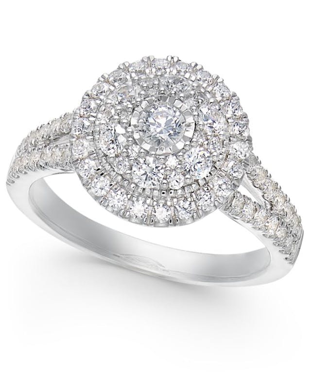 Macy's Diamond Multi-Layer Halo Engagement Ring (1 ct. t.w.) in 14k White Gold & Reviews - Rings - Jewelry & Watches - Macy's