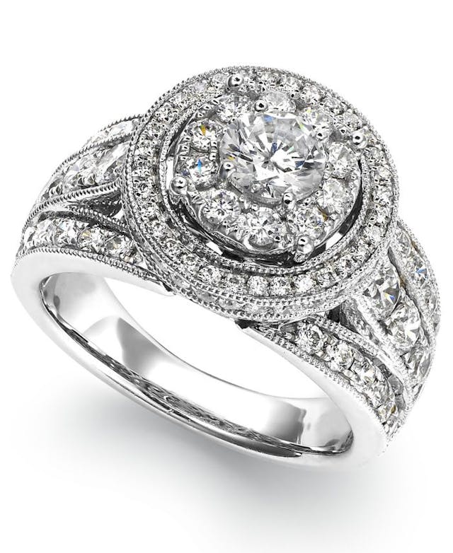 Macy's Diamond Round Engagement Ring in 14k White Gold (2-1/2 ct. t.w.) & Reviews - Rings - Jewelry & Watches - Macy's