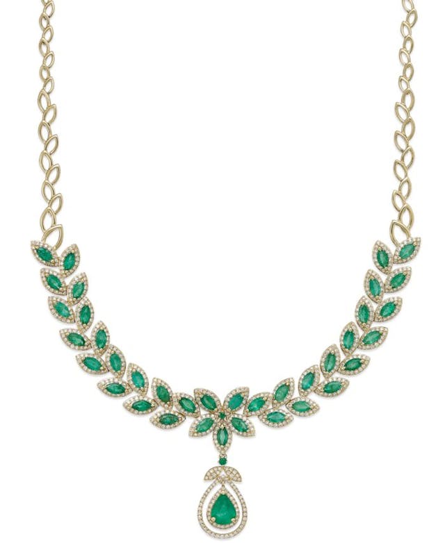 EFFY Collection Brasilica by EFFY® Emerald (11-3/4 ct. t.w.) and Diamond (2-3/4 ct. t.w.) Pendant Necklace in 14k Gold, Created for Macy's & Reviews - Necklaces  - Jewelry & Watches - Macy's