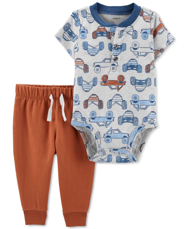 Carter's Baby Boys 2-Pc. Truck-Print Bodysuit & Pants Set & Reviews - Sets & Outfits - Kids - Macy's