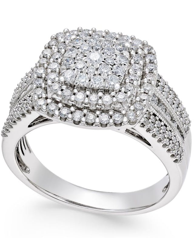 Macy's Diamond Cluster Ring (1 ct. t.w.) in 14k Gold or White Gold & Reviews - Rings - Jewelry & Watches - Macy's