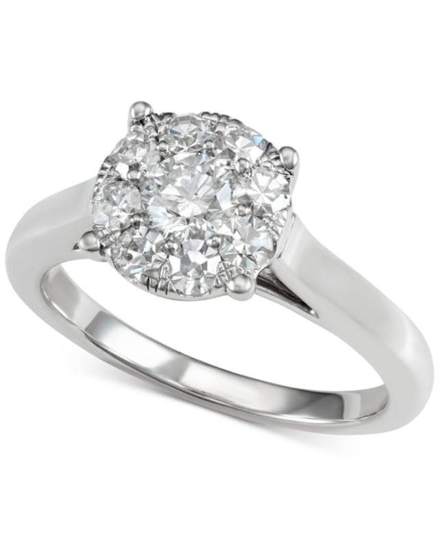 Centennial Diamond Halo Engagement Ring (1 ct. t.w.) in 14k White Gold & Reviews - Rings - Jewelry & Watches - Macy's