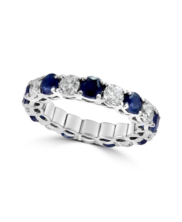 EFFY Collection EFFY® Sapphire(2-9/10 ct. t.w) & Diamond (2-1/5 ct. t.w.) Eternity Band in 14k White Gold(Also Available In Certified Ruby, Emerald, and Pink Sapphire) & Reviews - Rings - Jewelry & Watches - Macy's