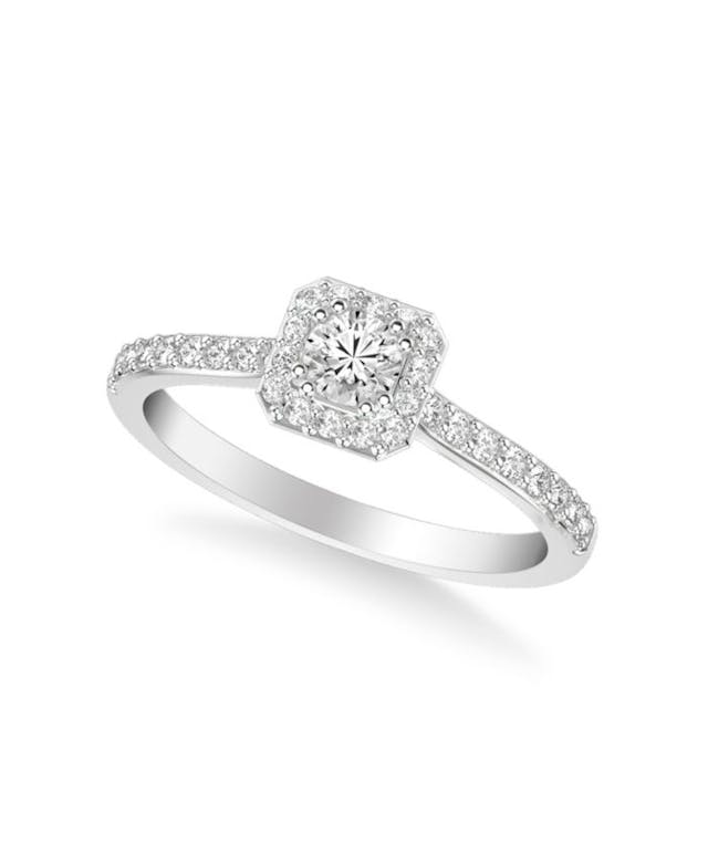 Macy's Diamond Halo Engagement Ring (1/2 ct. t.w.) in 14k White, Rose or Yellow Gold & Reviews - Rings - Jewelry & Watches - Macy's