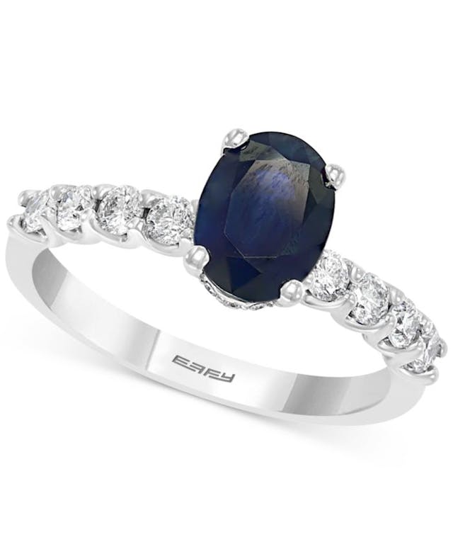 EFFY Collection EFFY® Sapphire (1-3/8 ct. t.w.) & Diamond (3/8 ct. t.w.) in 14k White Gold & Reviews - Rings - Jewelry & Watches - Macy's
