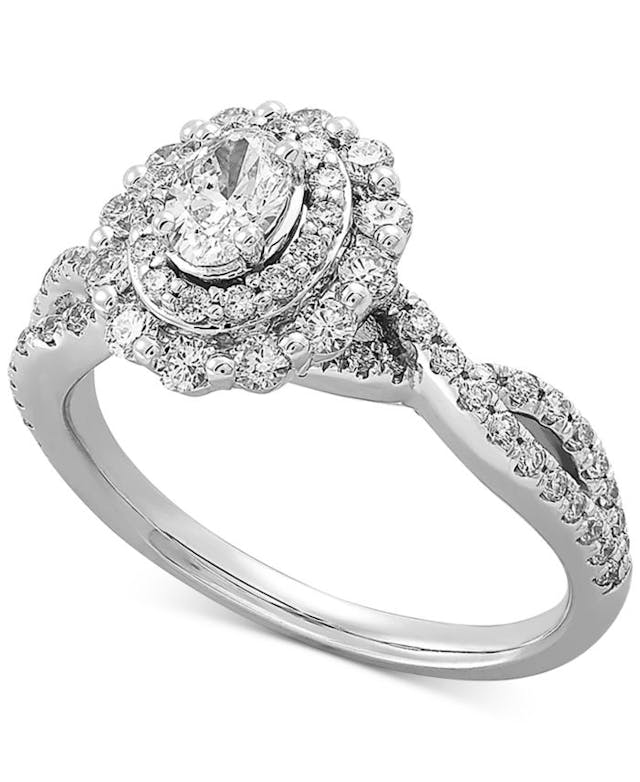Macy's Diamond Oval Double Halo Engagement Ring (1 ct. t.w.) in 14k White  Gold & Reviews - Rings - Jewelry & Watches - Macy's
