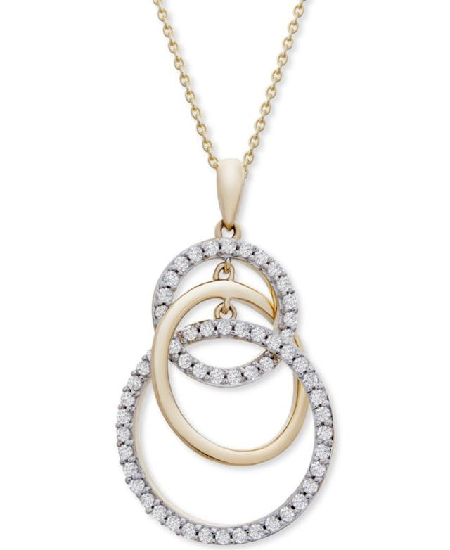 Wrapped in Love Diamond Interlocking Circle 20" Pendant Necklace (1/2 ct. t.w.) in 14k Gold, Created for Macy's & Reviews - Necklaces  - Jewelry & Watches - Macy's