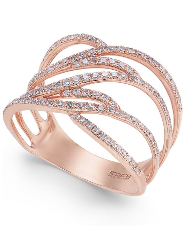 EFFY Collection Pavé Rose by EFFY® Diamond Ring in 14k Rose Gold (3/8 ct. t.w.) & Reviews - Rings - Jewelry & Watches - Macy's