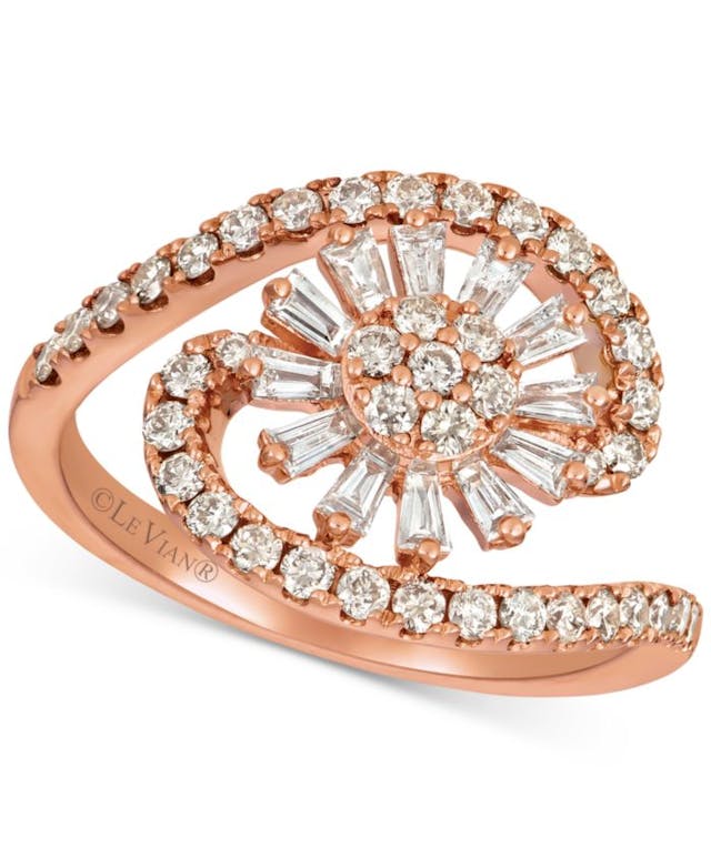 Le Vian Baguette Frenzy™ Nude™ and Vanilla™ Diamond Flower Burst Swirl (9/10 ct. t.w.) Ring in 14k Rose Gold & Reviews - Rings - Jewelry & Watches - Macy's