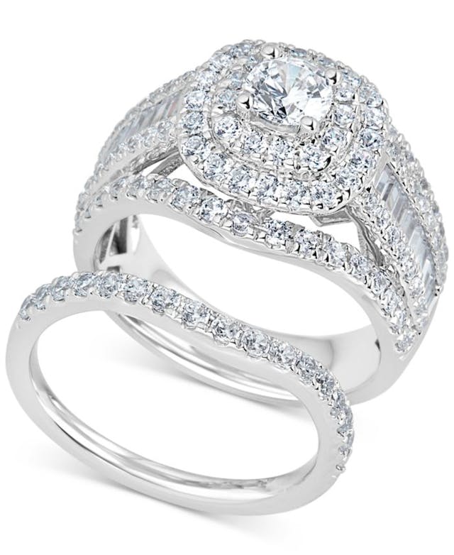 Macy's Diamond Raised Halo Bridal Set (2-1/2 ct. t.w.) in 14k White Gold & Reviews - Rings - Jewelry & Watches - Macy's