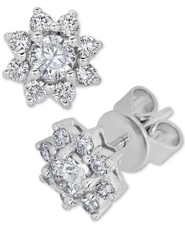 Macy's Diamond Flower Stud Earrings (3/4 ct. t.w.) in 14k White Gold & Reviews - Earrings - Jewelry & Watches - Macy's