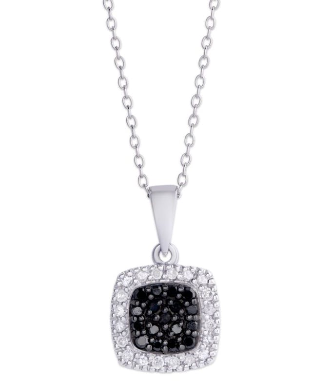 Macy's Black and White Diamond 1/4 ct. t.w.  Cushion Square Pendant Necklace in Sterling Silver & Reviews - Necklaces  - Jewelry & Watches - Macy's