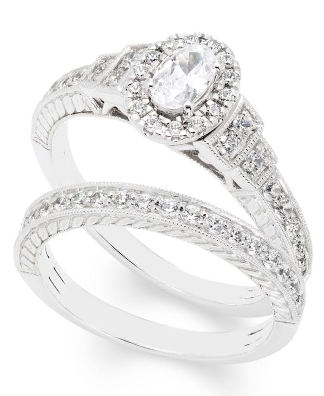 Macy's Certified Diamond (1 ct. t.w.) Bridal Set in 14k White Gold & Reviews - Rings - Jewelry & Watches - Macy's