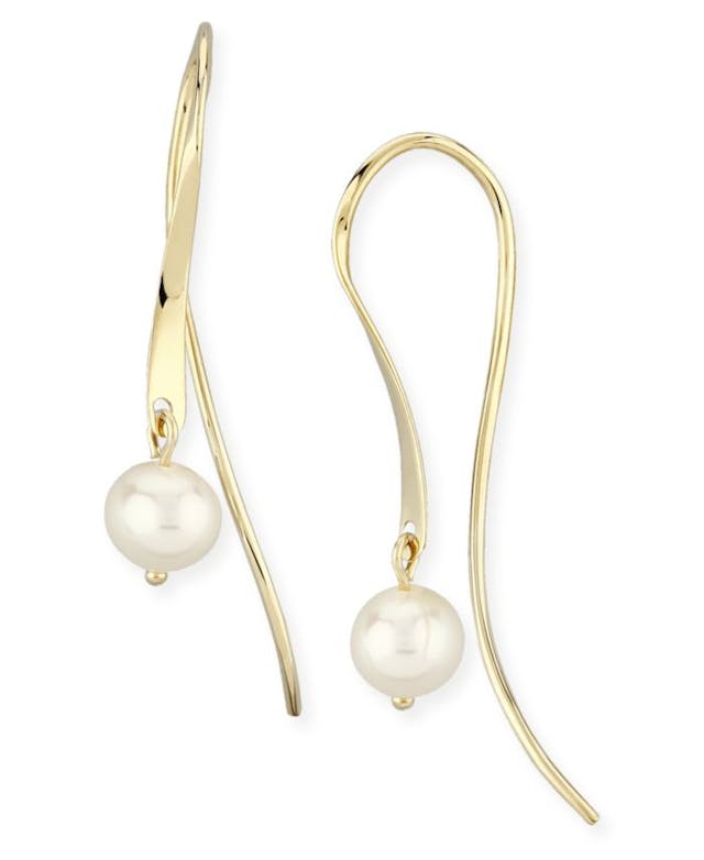 Macy's Mini Sweep Pearl (5 mm) Drop Earrings Set in 14k Yellow Gold & Reviews - Earrings - Jewelry & Watches - Macy's
