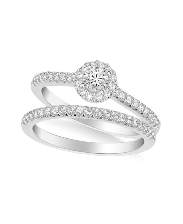 Macy's Diamond Halo Bridal Set (3/4 ct. t.w.) in 14k White, Yellow or Rose Gold & Reviews - Rings - Jewelry & Watches - Macy's