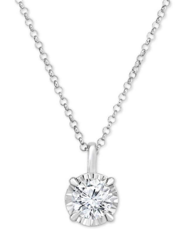 Macy's Diamond Solitaire 18" Pendant Necklace (1/2 ct. t.w.) in 14k White Gold & Reviews - Necklaces  - Jewelry & Watches - Macy's