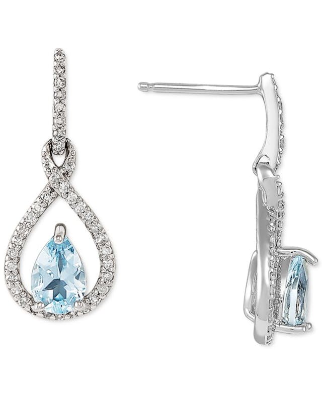 Macy's Aquamarine (5/8 ct. t.w.) & Diamond (1/5 ct. t.w.) Drop Earrings in 14k White Gold & Reviews - Earrings - Jewelry & Watches - Macy's