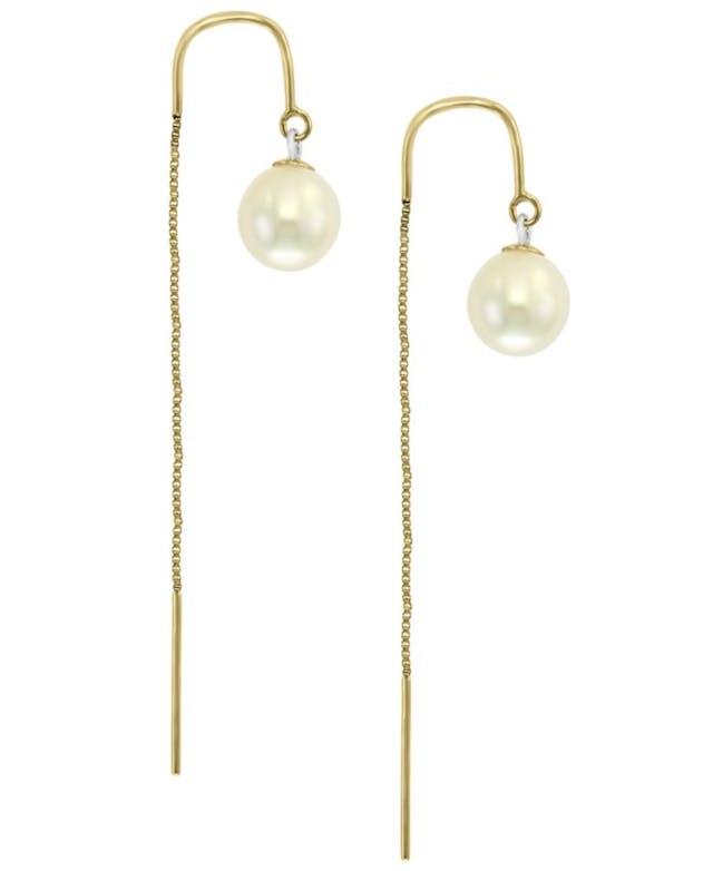 EFFY Collection EFFY® Freshwater Pearl (7mm) Threader Earrings in 14k Gold & Reviews - Earrings - Jewelry & Watches - Macy's