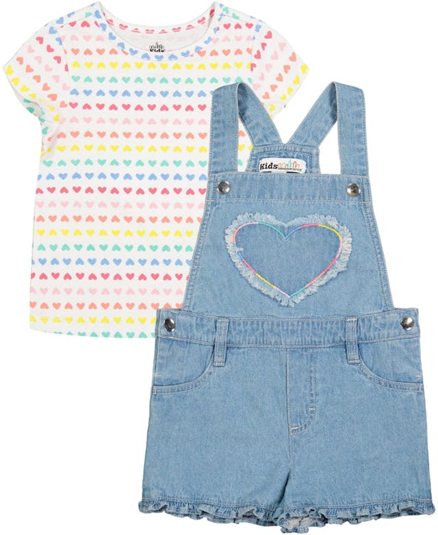 Kids Headquarters Baby Girls Heart T-shirt and Ruffle-Cuff Shortalls, 2 Piece Set & Reviews - Sets & Outfits - Kids - Macy's