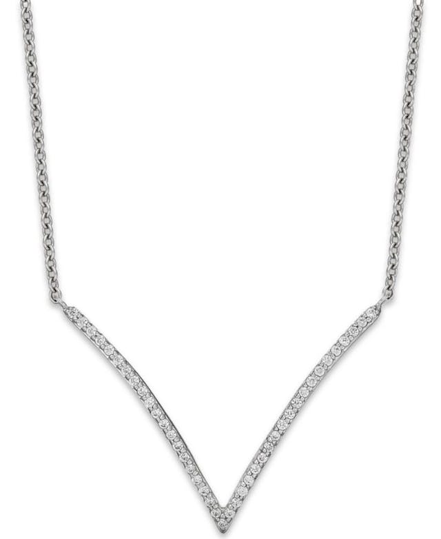 Wrapped Diamond V-Necklace in 10k White Gold (1/6 ct. t.w.) & Reviews - Necklaces  - Jewelry & Watches - Macy's