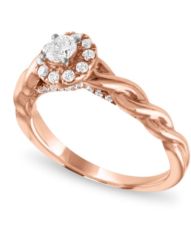 Macy's Diamond Halo Enagagement Ring (1/2 ct. t.w.) in 14k Rose Gold & Reviews - Rings - Jewelry & Watches - Macy's