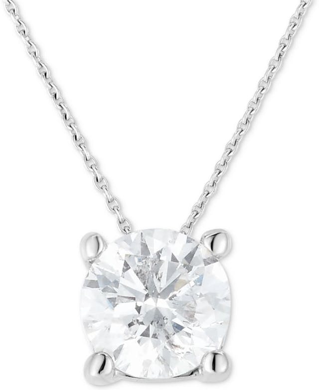 Macy's Diamond Solitaire 18" Pendant Necklace (1-1/4 ct. t.w.) in 14k White Gold & Reviews - Necklaces  - Jewelry & Watches - Macy's