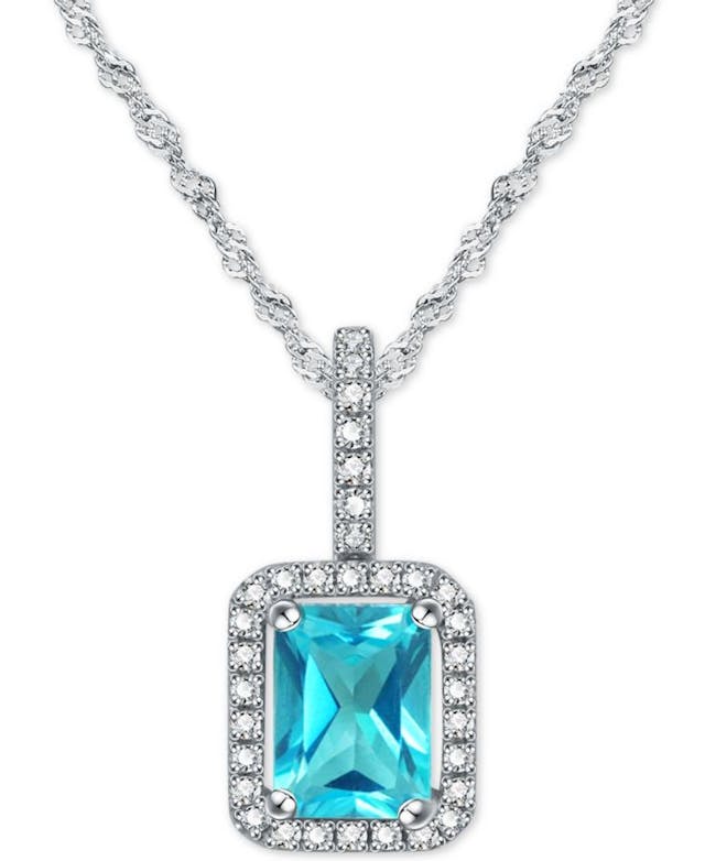 Macy's Paraiba Mystic Topaz (1-1/10 ct. t.w.) & Diamond (1/8 ct. t.w.) 18" Pendant Necklace in 14k White Gold & Reviews - Necklaces  - Jewelry & Watches - Macy's