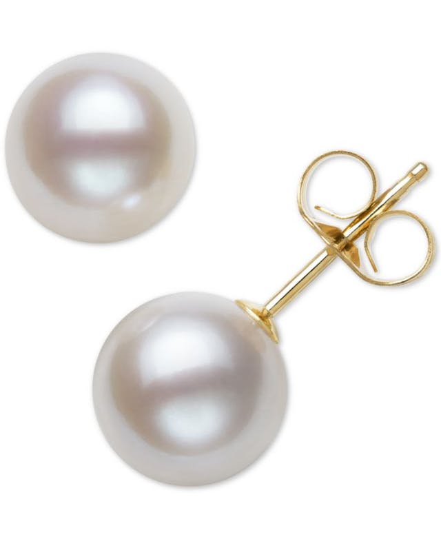 Belle de Mer Cultured Freshwater Pearl Stud Earrings (7mm) in 14k Gold & Reviews - Earrings - Jewelry & Watches - Macy's