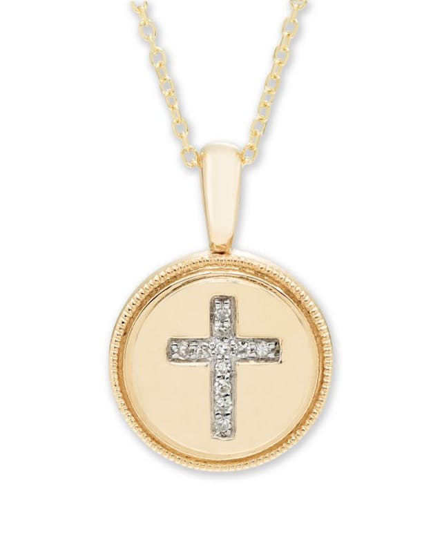 Macy's Diamond Accent Cross Pendant in 14K Yellow or Rose Gold & Reviews - Necklaces  - Jewelry & Watches - Macy's