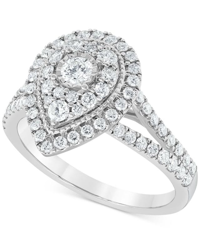 Macy's Diamond Teardrop Halo Engagement Ring (1 ct. t.w.) in 14k White Gold & Reviews - Rings - Jewelry & Watches - Macy's
