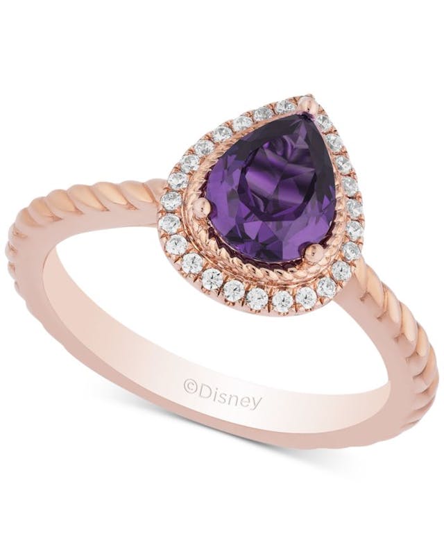 Enchanted Disney Fine Jewelry Enchanted Disney Amethyst (7/8 ct. t.w.) & Diamond (1/8 ct. t.w.) Ariel Ring in 14k Rose Gold & Reviews - Rings - Jewelry & Watches - Macy's