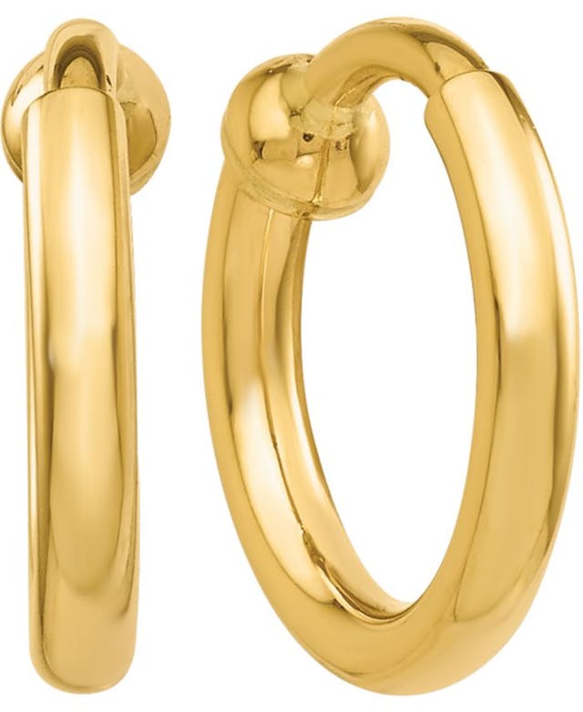 Macy's Polished Clip-On Hoop Earrings in 14k Gold & Reviews - Earrings - Jewelry & Watches - Macy's