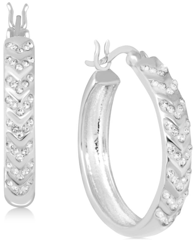 Essentials Crystal Small Chevron Hoop Earrings in Fine Silver-Plate, 1" & Reviews - Earrings - Jewelry & Watches - Macy's