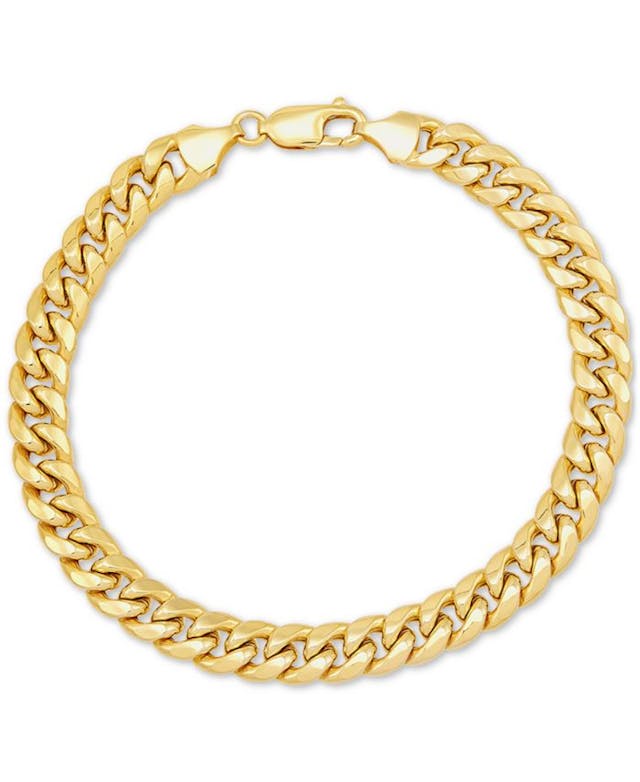 Italian Gold Miami Cuban Link 7-1/2" Chain Bracelet in 10k Gold & Reviews - Bracelets - Jewelry & Watches - Macy's