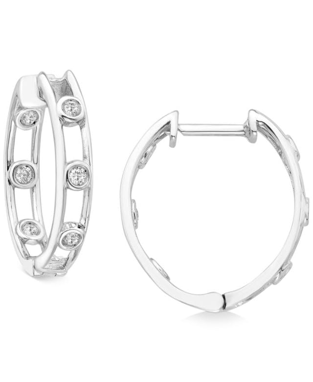 Macy's Diamond Open Oval Hoop Earrings (1/4 ct. t.w.) in 10k White Gold & Reviews - Earrings - Jewelry & Watches - Macy's