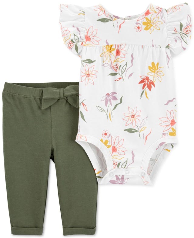 Carter's Baby Girls 2-PC. Floral-Print Bodysuit & Pants Set & Reviews - Sets & Outfits - Kids - Macy's